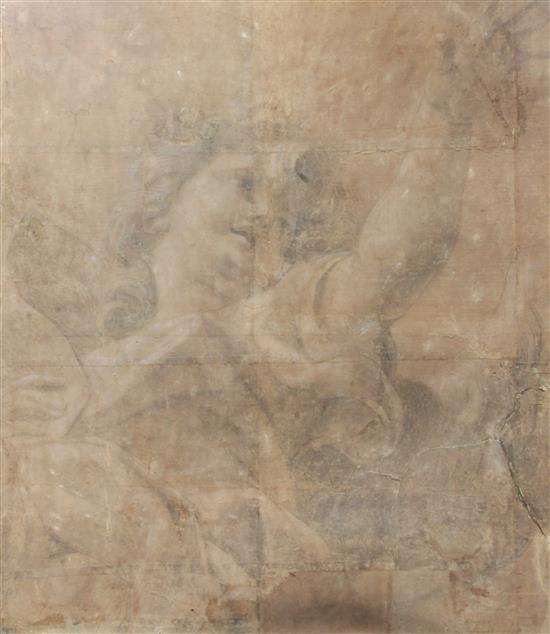 After Giovanni Battista Gaulli (1639-1709) Study of a cherub, relating to an angel in the decoration of the church of Gesu, in Rome 50.